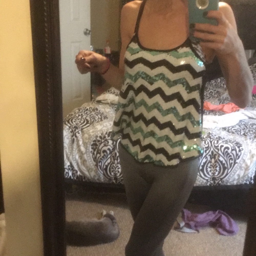 Sequin chevron flowy tank